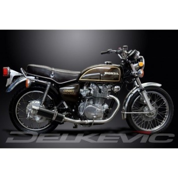 Delkevic slip-on kit Round Carbon 350mm zonder e-keur - CB500T (1975-1976)