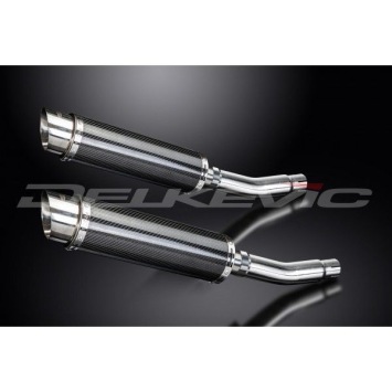 Delkevic slip-on kit Round Carbon 350mm zonder e-keur - CB500T (1975-1976)