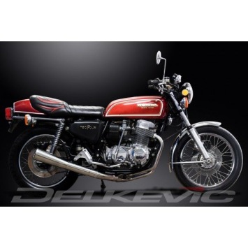Delkevic volledig systeem Megaphone RVS 550mm zonder e-keur - CB750F1 (1975-1976)