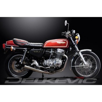 Delkevic volledig systeem Short Straight RVS 350mm zonder e-keur - CB750F1 (1975-1976)
