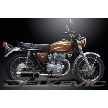 Delkevic slip-on kit Round Carbon 350mm zonder e-keur - CB450K3-K7 (1970-1974)