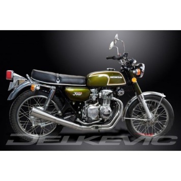 Delkevic volledig systeem Megaphone RVS 550mm zonder e-keur - CB350F CB350 FOUR (1972-1974)