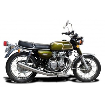 Delkevic volledig systeem Megaphone RVS 550mm zonder e-keur - CB350F CB350 FOUR (1972-1974)