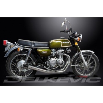 Delkevic volledig systeem Short Straight RVS 350mm zonder e-keur - CB350F CB350 FOUR (1972-1974)
