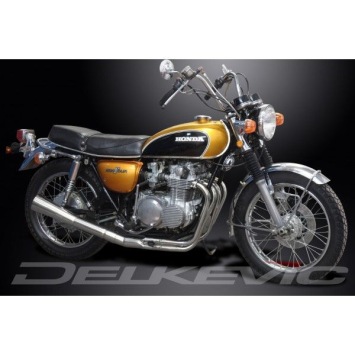 Delkevic volledig systeem Megaphone RVS 550mm zonder e-keur - CB500FOUR (1971-1973)