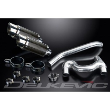 Delkevic slip-on kit Round Carbon 200mm zonder e-keur - VFR800 VTec (2002-2013)