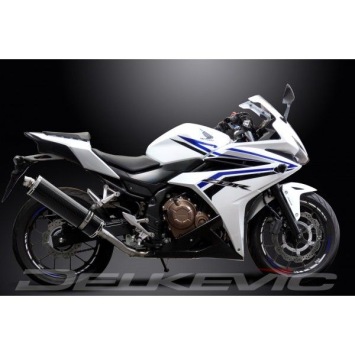 Delkevic volledig systeem Oval Carbon 450mm zonder e-keur - CBR500R CB500F CB500X 13-15