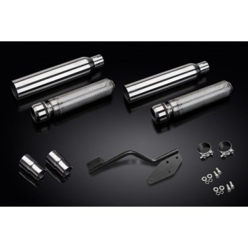 Delkevic slip-on kit Round RVS 410mm zonder e-keur - VTX1300 04-09