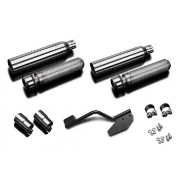 Delkevic slip-on kit Round RVS 410mm zonder e-keur - VTX1300 04-09