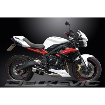 Delkevic volledig systeem Round Carbon 200mm zonder e-keur - Street Triple 675 (2013-2016)