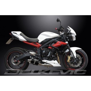Delkevic volledig systeem Oval Carbon 225mm zonder e-keur - Street Triple 675 (2013-2016)