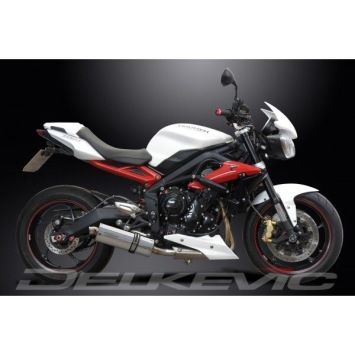 Delkevic volledig systeem Oval RVS 350mm zonder e-keur - Street Triple 675 (2013-2016)