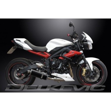 Delkevic volledig systeem Oval Carbon 350mm zonder e-keur - Street Triple 675 (2013-2016)