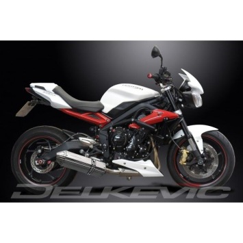 Delkevic volledig systeem Tri-Oval RVS 320mm zonder e-keur - Street Triple 675 (2013-2016)