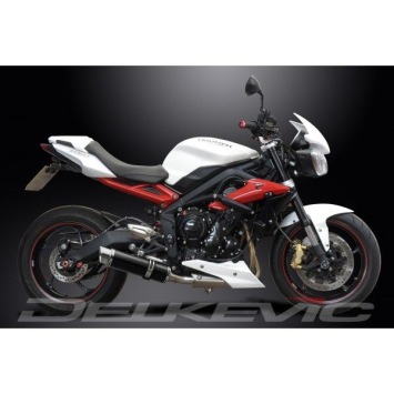 Delkevic volledig systeem Round Carbon 350mm zonder e-keur - Street Triple 675 (2013-2016)
