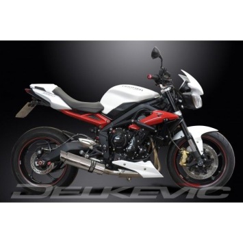 Delkevic volledig systeem Round RVS 350mm zonder e-keur - Street Triple 675 (2013-2016)