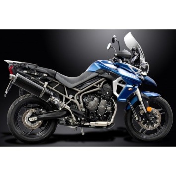 Delkevic Auspuffanlage Oval Carbon 450mm ohne EG-BE - Tiger 800 2010-2019