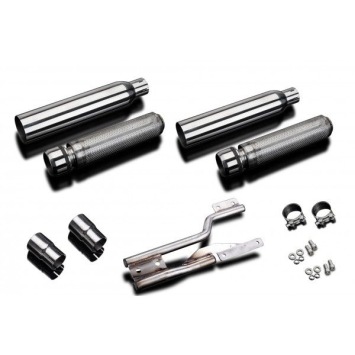 Delkevic slip-on kit Round RVS 410mm zonder e-keur - VTX1300R 05-07, VTX1300S 03-07