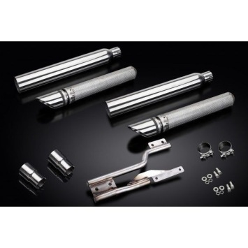 Delkevic slip-on kit Round RVS 550mm zonder e-keur - VTX1300R 05-07, VTX1300S 03-07