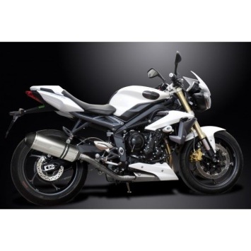 Delkevic slip-on kit X-Oval Titanium 343mm zonder e-keur - Street Triple 675 (2013-2016)