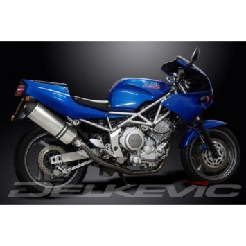 Delkevic slip-on kit X-Oval Titanium 343mm zonder e-keur - TRX850 (1996-1999)