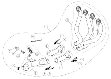 Akrapovic RVS Voorbochten Kawasaki Z900 A2 model 2018 > 2023