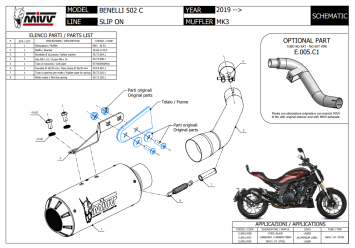 Mivv MK3 Carbon Einddemper met E-keur Benelli 2019 > 2024