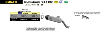 ARROW 72501VL Veloce titanium einddemper met linkpipe met E-keur Multistrada V4 1100 2012/2024