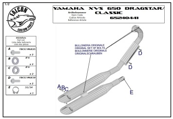 Falcon Cromo Line Chroom met E-keur Yamaha XVS 650 Drag Star 1997 - 2003