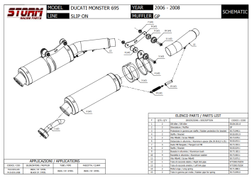 Storm By Mivv Dubbele GP RVS Black Slip-On Einddemper Met E-keur DUCATI MONSTER 695 2006 - 2008
