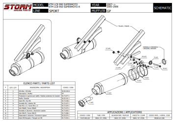Storm By Mivv Dubbele GP RVS Black Bolt-On Einddemper Met E-keur KTM LC8 950 SUPERMOTO R 2005 - 2006
