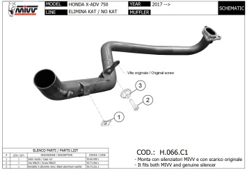 Mivv RVS Decat Voorbochten Honda X-ADV 750 2017 - 2024