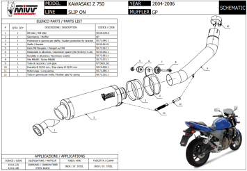Mivv GP Carbon Slip-on Einddemper met E-keur Kawasaki Z 750 2004 > 2006
