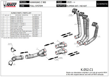 Mivv RVS Decat Voorbochten Kawasaki Z900 2020 - 2024