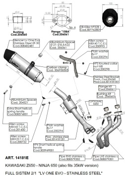 Leovince LV One Evo RVS Compleet 2in1 Uitlaatsysteem Kawasaki NINJA 650 2017 2020