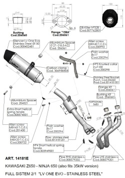 Leovince LV One Evo RVS Compleet 2in1 Uitlaatsysteem Kawasaki Z 650 2017 > 2020