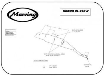 Marving Steel Black Einddemper zonder E-keur Honda XL 250 R 1982 - 1987