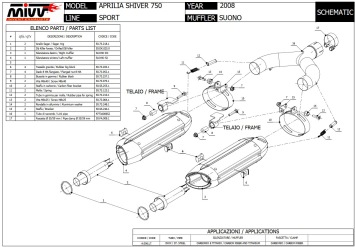 Mivv Suono RVS Black Slip-on dubbele Einddemper (L+R) Set Aprilia Shiver 750 2008 > 2016