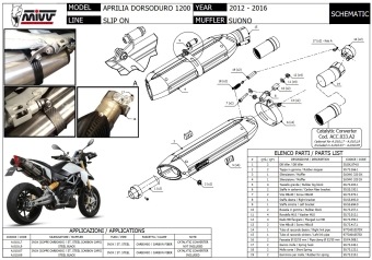2x Mivv Suono RVS Black Slip-on Einddempers (L+R) met E-keur Aprilia Dorsoduro 1200 2012 > 2016