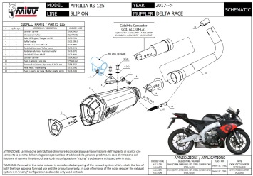 Mivv Delta Race RVS Black Slip-on Einddemper met E-keur Aprilia RS 125 2017 > 2020
