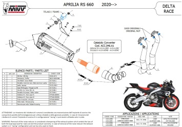 Mivv Delta Race RVS Black Compleet Uitlaatsysteem met E-keur Aprilia RS 660 2020 > 2024
