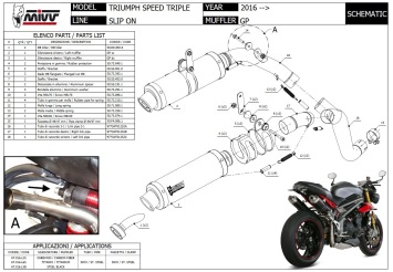 Mivv GP RVS Black Dubbele Einddemper Set (L+R) met E-keur Triumph Speed Triple 1050 2016 > 2017