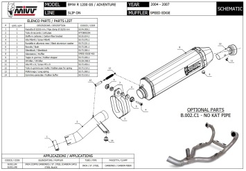 Mivv Speed Edge RVS Slip-on Einddemper met E-keur BMW R 1200 GS 2004 > 2007
