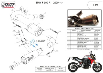Mivv X-M1 Titanium Slip-on Einddemper met E-keur BMW F 900 R 2020 > 2024