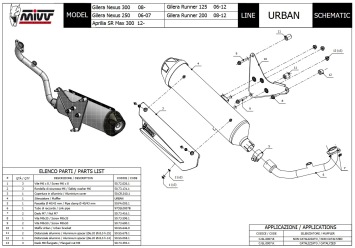 Mivv Urban RVS Volledig Uitlaatsysteem met E-keur incl. Katalysator Gilera Runner 200 2008 - 2012