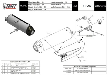 Mivv Urban RVS Slip-on Einddemper met E-keur incl. Katalysator Gilera Nexus 500 2004 > 2012
