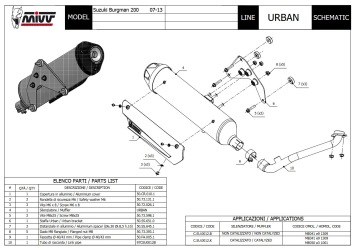 Mivv Urban RVS Volledig Uitlaatsysteem met E-keur incl. Katalysator Suzuki Burgman UH 200 2007 > 2013