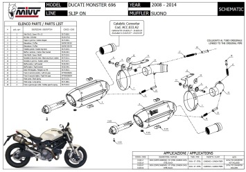 2x Mivv Suono RVS Black Slip-on Einddempers (L+R) Ducati Monster 696 2008 > 2014