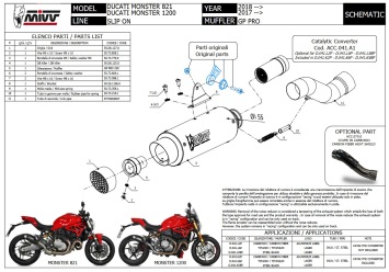 Mivv GP Pro Titanium Slip-on Einddemper met E-keur Ducati Monster 821 2018 > 2020