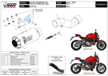 Mivv MK3 RVS Einddemper zonder E-keur Ducati Monster 821 2018 > 2020